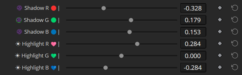 Split Toning UI Controls